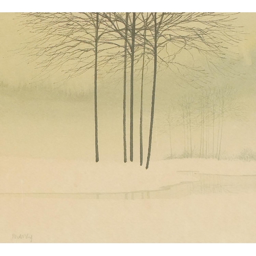 2784 - Massey - Japanese landscapes, a pair of late 20th century prints, framed, 13cm x 15cm.