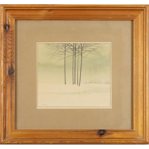 2784 - Massey - Japanese landscapes, a pair of late 20th century prints, framed, 13cm x 15cm.