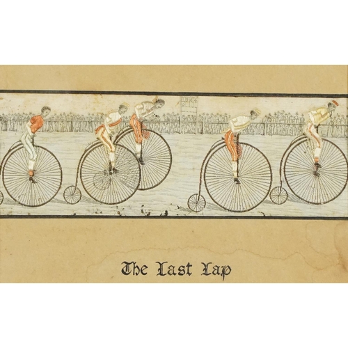 203 - A late Victorian woven silk Stevengraph, The Last Lap, framed, 10cm x 15cm.