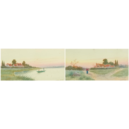 2809 - Alfred Grahame - Pair of watercolour landscapes, late 19th century British school watercolours on pa... 