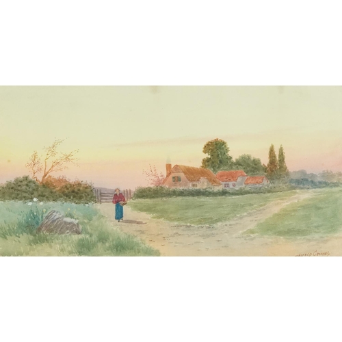 2809 - Alfred Grahame - Pair of watercolour landscapes, late 19th century British school watercolours on pa... 