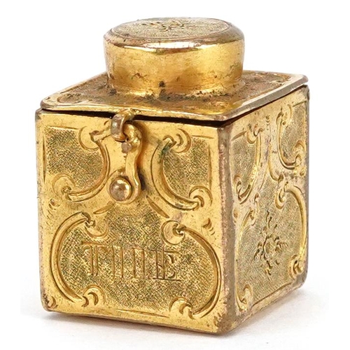 170 - An antique yellow metal jack in the box charm, 1.6cm high, 7.7g.