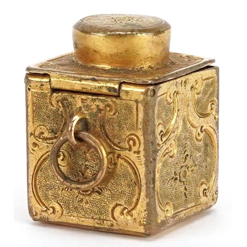 170 - An antique yellow metal jack in the box charm, 1.6cm high, 7.7g.