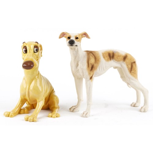 404 - A Leonardo hand painted resin figure of a Whippet, 24cm high, together with a Georg Williams Pets Wi... 