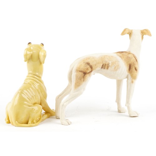 404 - A Leonardo hand painted resin figure of a Whippet, 24cm high, together with a Georg Williams Pets Wi... 