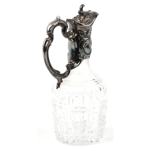 261 - A late Victorian plated and cut glass claret jug, H-28cm.