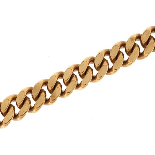 2 - A heavy gentlemen's 9ct gold curb link bracelet, 21cm in length, 68.0g.