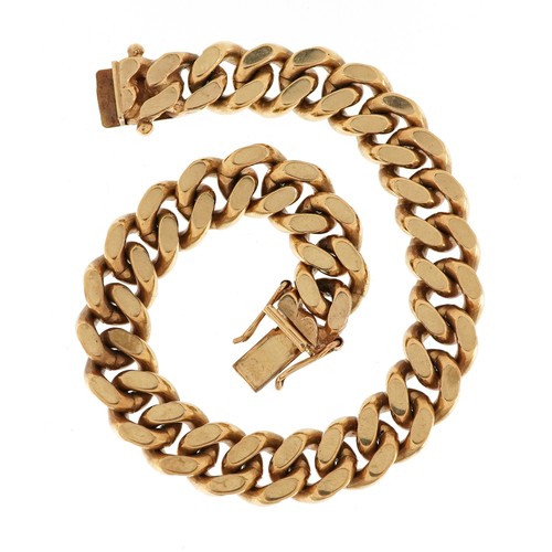 2 - A heavy gentlemen's 9ct gold curb link bracelet, 21cm in length, 68.0g.