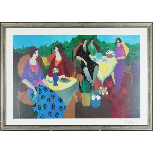 2598 - Itzchak Tarkay - Morning Social, stereolithograph in colour on paper, signed in the plate, bearing c... 