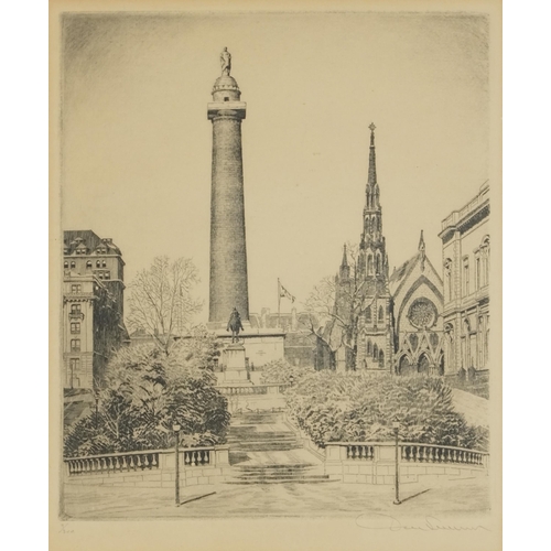 2791 - Don Swann - Washington Monument, mid 20th century American school etching on paper, signed in pencil... 