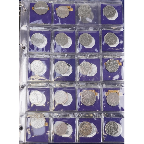 1490 - A Change Checker stock book containing one hundred fifty pence pieces to include the 2012 Olympic Ga... 