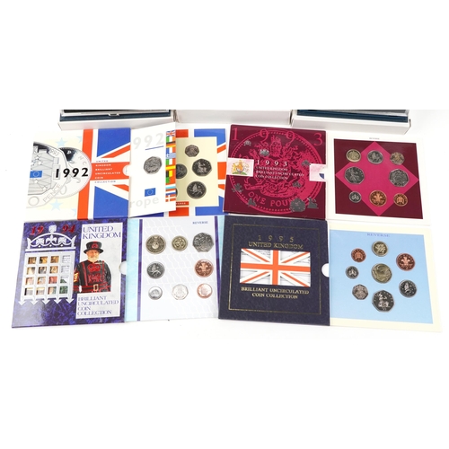 1496 - Nine annual proof coin sets to include dates 1991-1999.