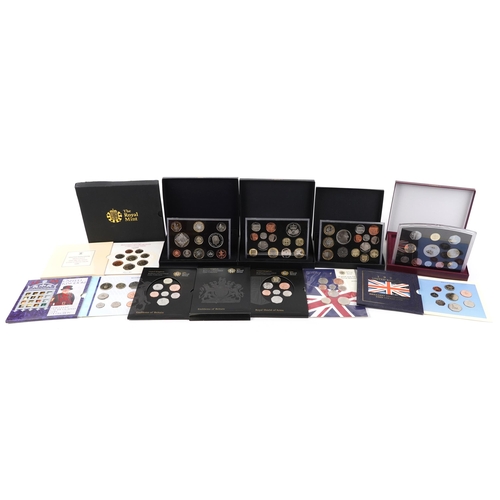 1483 - Ten United Kingdom Royal Mint annual brilliant uncirculated and proof coin sets to include dates 198... 