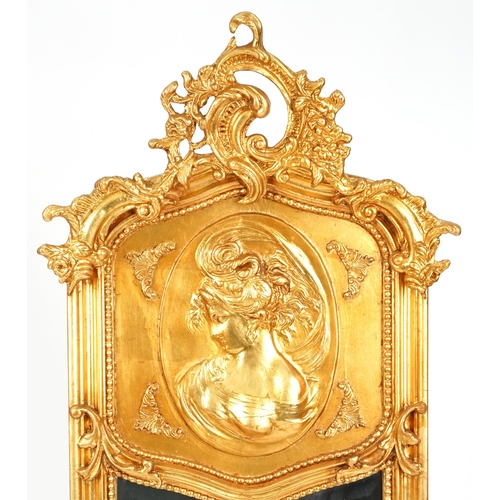 1036 - A modern 18th century style gilded pier mirror, 177cm x 54cm.