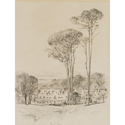 2841 - Chas E. Peers - Cape Town Hospital, early 20th century South African school pencil on paper, signed,... 