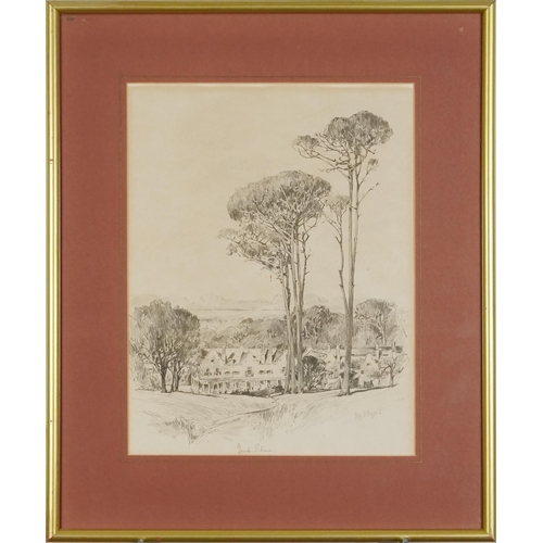 2841 - Chas E. Peers - Cape Town Hospital, early 20th century South African school pencil on paper, signed,... 