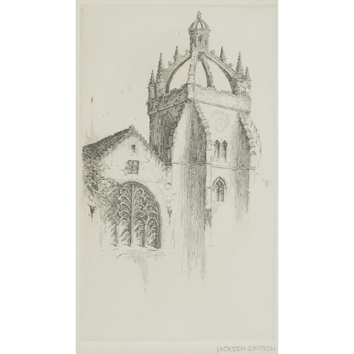 2785 - Jackson Simpson - King's College University of Aberdeen, 20th century British school etching on pape... 