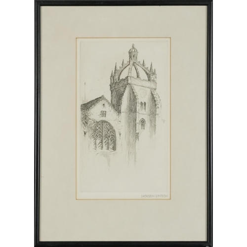 2785 - Jackson Simpson - King's College University of Aberdeen, 20th century British school etching on pape... 