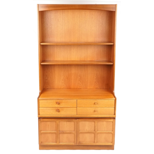 1041 - A late 20th century teak bookcase cabinet by Nathan Furniture, 198cm H x 102cm W x 45cm D.