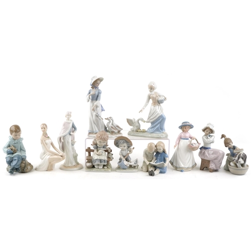 418 - A collection of ten porcelain figures including Nao, The Leonardo Collection and Eve.