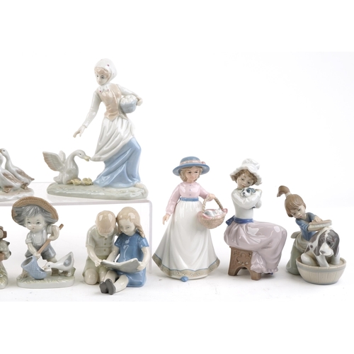 418 - A collection of ten porcelain figures including Nao, The Leonardo Collection and Eve.