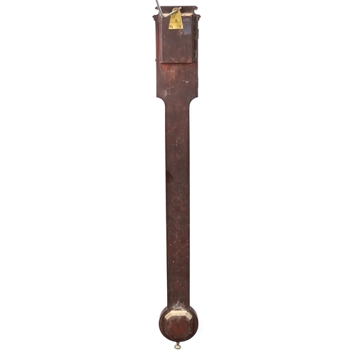 364 - A late 18th century stick barometer, the silvered plaque engraved Bithray, The Royal Exchange, 99cm ... 