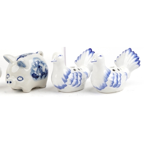 1272 - A mixed group of British and continental ceramic items including a Dutch Delft piggy bank, a Wedgwoo... 