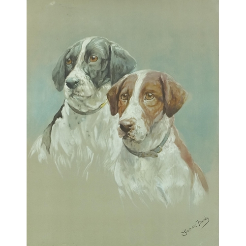 Fannie Moody (1861-1948) - Study of two hounds, late 19th/early 20th century British school watercolour on paper, signed, framed, 48cm x 38cm.