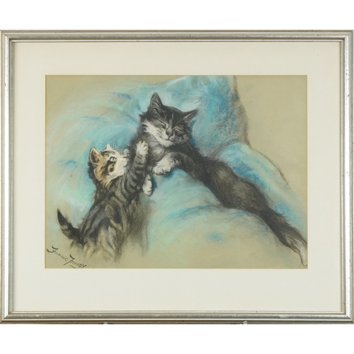 2626 - Fannie Moody (1861-1948) - Young kitten waking up mum, late 19th/early 20th century British school p... 