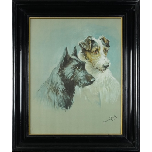 2625 - Fannie Moody (1861-1948) - Portrait of two terriers, late 19th/early 20th century British school wat... 