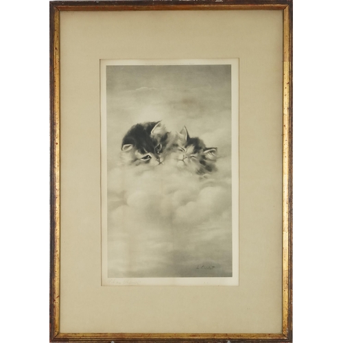 2819 - Lilian Cheviot - Two kittens, 20th century French school signed and editioned print, framed, 45cm x ... 