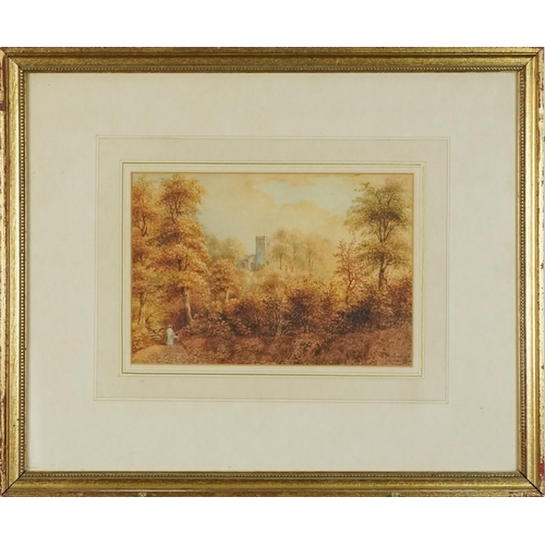 2829 - T. Leslie - Wolborough, Newton Abbot, 19th century British school watercolour on paper, signed, fram... 