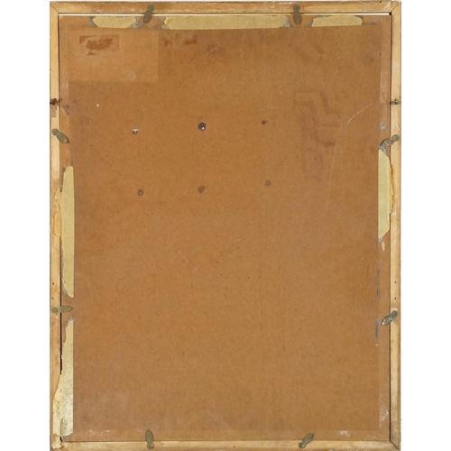 2823 - K V - Abstract composition, 20th century watercolour on paper, initialled, framed, 39cm x 29cm.