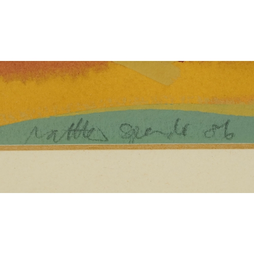 2821 - Matthew Spender - Abstract landscape, late 20th century British school watercolour on paper, signed ... 