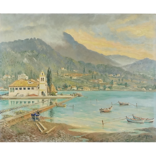 2797 - S. L. Moss - Corfu, 20th century British school oil on artist's board, signed, unframed, 50cm x 61cm... 