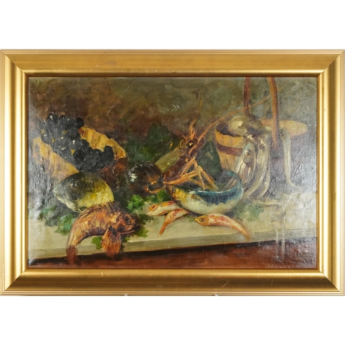 2586 - Giusseppe Cocco - Still life, 20th century Italian school oil on board, signed, framed, 49cm x 75cm.