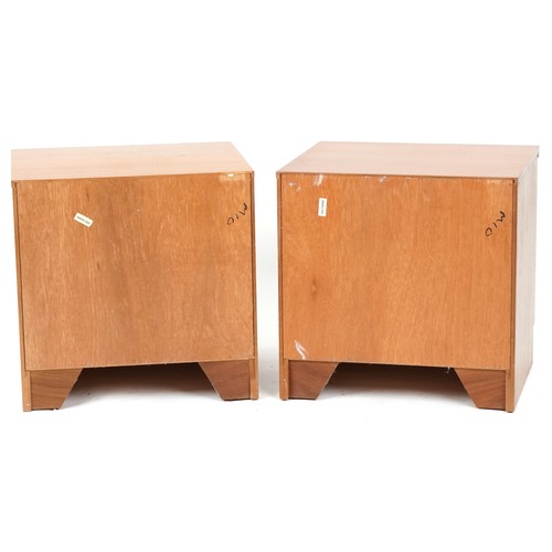 1043 - A pair of late 20th century teak bedside cabinets by Nathan Furniture, 52cm H x 52cm W x 46cm D.