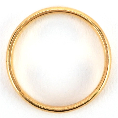 91 - A George V 22ct gold wedding band, Birmingham 1921, size P, 4.0g.