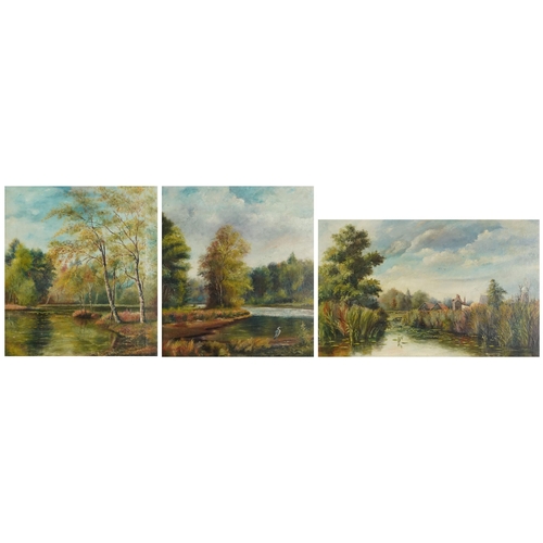 2837 - After Robert Wood (British/American 1889-1979) - Three landscapes, 20th century oils on canvas, unsi... 