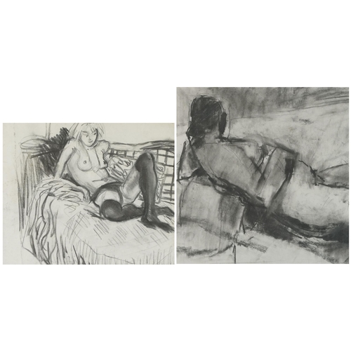 2830 - Micheal Weller - Mary, contemporary compressed charcoal on paper, framed and glazed, 41cm x 38cm, to... 