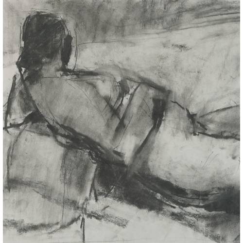 2830 - Micheal Weller - Mary, contemporary compressed charcoal on paper, framed and glazed, 41cm x 38cm, to... 