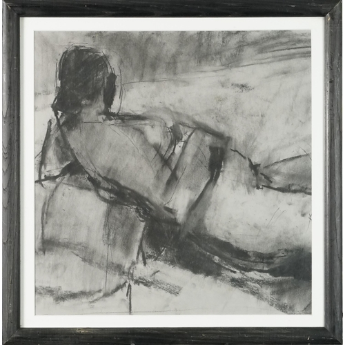 2830 - Micheal Weller - Mary, contemporary compressed charcoal on paper, framed and glazed, 41cm x 38cm, to... 