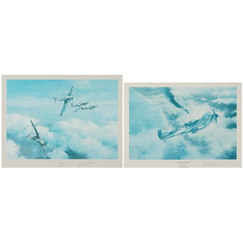 777 - Robert Taylor - Victory over Dunkirk and Hurricane, two military aviation prints signed in pencil by... 