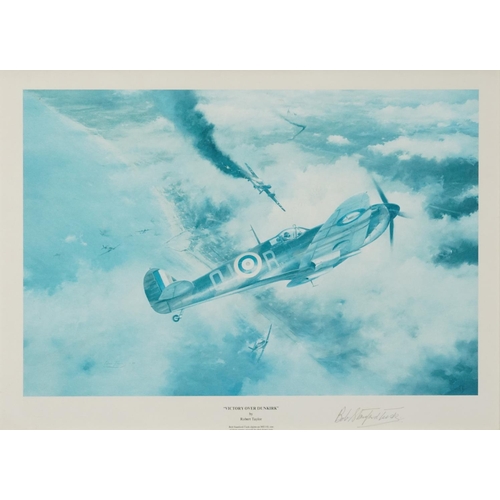 777 - Robert Taylor - Victory over Dunkirk and Hurricane, two military aviation prints signed in pencil by... 