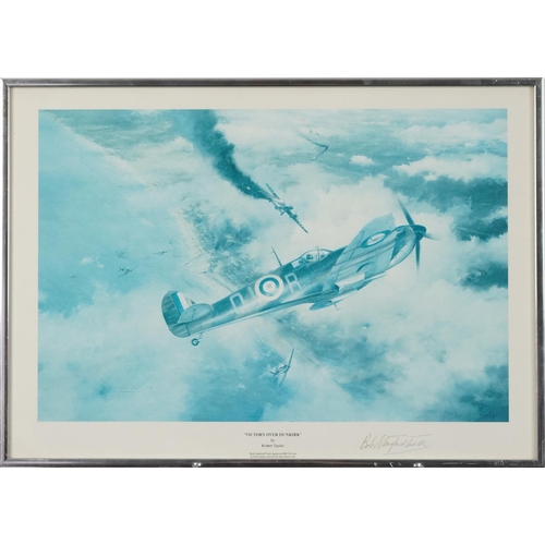 777 - Robert Taylor - Victory over Dunkirk and Hurricane, two military aviation prints signed in pencil by... 