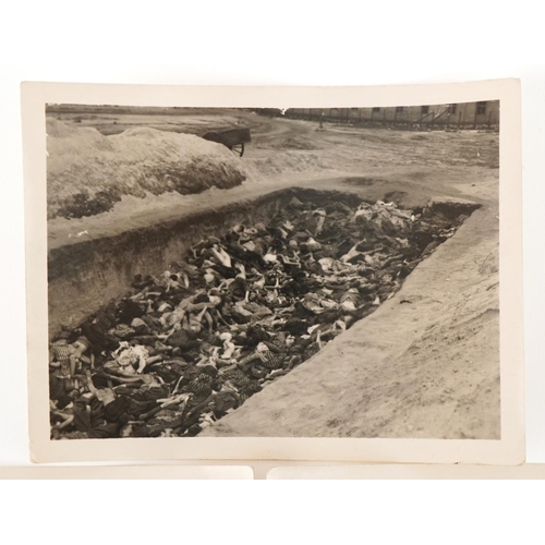 727 - Three black and white photographs of World War II concentration camps, 9cm x 12cm