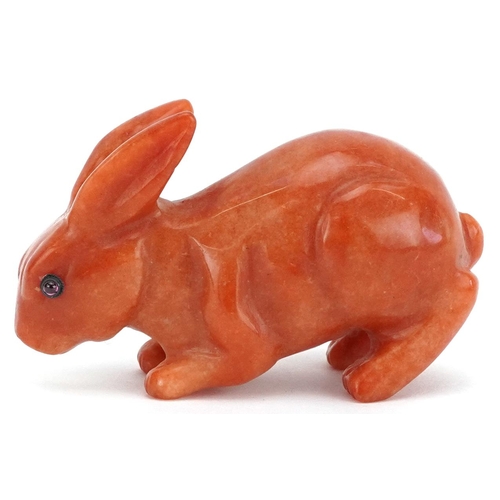 1264 - A Chinese carved jade study of a rabbit, 7cm in length, 111.8g.