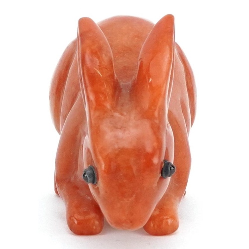 1264 - A Chinese carved jade study of a rabbit, 7cm in length, 111.8g.