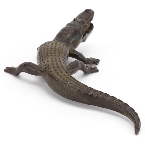 1174 - A patinated bronze study of crocodile, 17cm in length.