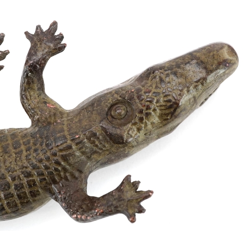 1174 - A patinated bronze study of crocodile, 17cm in length.